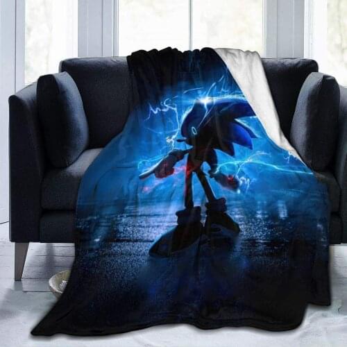 Blankets Queen Size Sonic-Hedgehog Lightening 2020 Micro Fleece Blanket Warm Throw Ultra-Soft Lightweight Plush Bed Couch Living