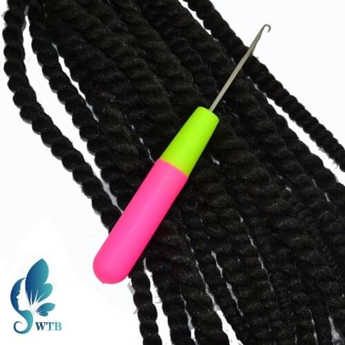 WTB Braiding Hair And Crochet Braids Factory Selling 1 Piece 15Cm Pink & Lemon Color Plastic Knitting Crochet Hook Needles