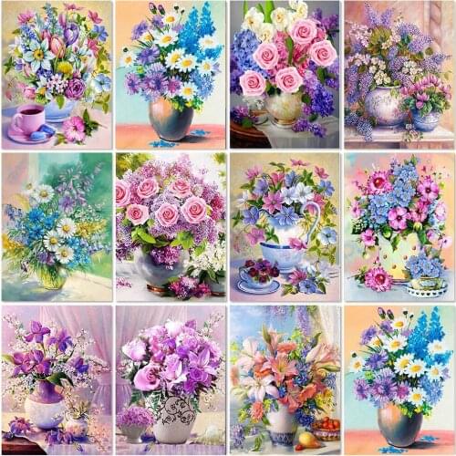 Full Square/Round 5D Diamond Painting Flower Cross Stitch Sale Diamond Embroidery Vase Picture Of Rhinestone Mosaic Home Decor