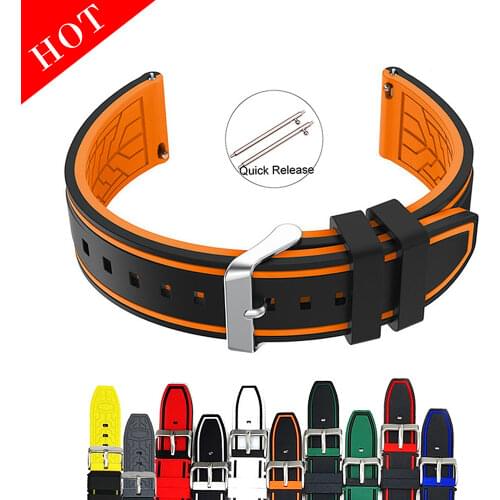 Soft Silicone Sport Watchband 20mm 22mm 24mm 26mm Rubber Diving Waterproof Men Replacement Bracelet Band Strap Watch Accessories