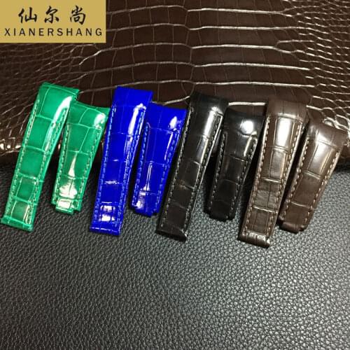Handmade Cordovan Straps Crocodile Skin watchbands Genuine Leather Belt Custom DAYTONA Strap 20MM Luxury Alligator Watch Band