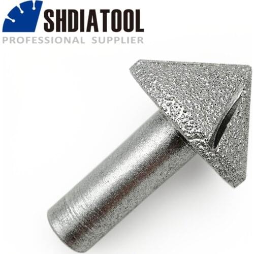 SHDIATOOL No.15 Cone Type Brazed Diamond Router Bits With 1/2" Shank For Slab Edge Profile Staight Knife Router Cutter For Stone