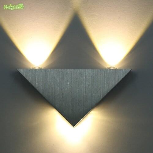 Modern LED Wall Lamp 3W Triangle Aluminum Body Wall Sconce Home decoration light Lighting Fixture AC85-265V