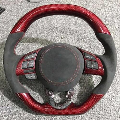 Supercar Cuatomized Real Carbon Fiber Sports Steering Wheel Alcantara Leather compatible for Mazda Alexa 2015-2021