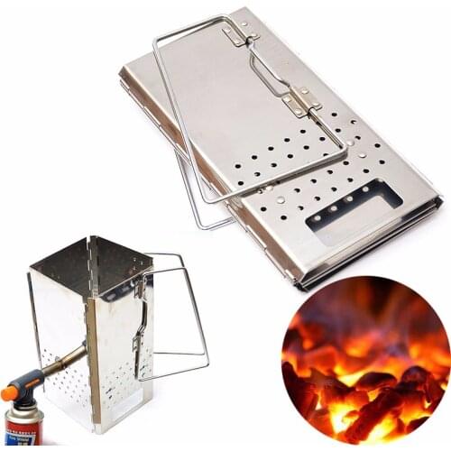 Portable Charcoal Starter Stainless Steel Outdoor BBQ Grill Foldable Chimney Starter Barbecue folding grill heating stove