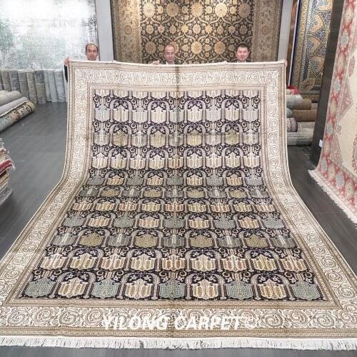 YILONG 10'x14' handmade traditional persian design silk rug luxury villa decoration carpet (LH900B)