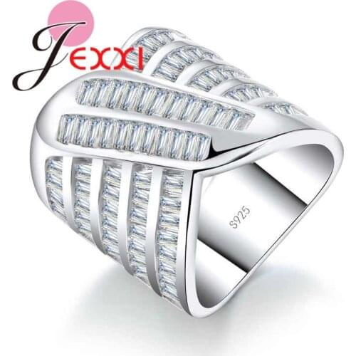 Punk Style Wide Finger Rings Paved Micro CZ Crystal Bowknot Shape 925 Sterling Silver for Women Girls Party