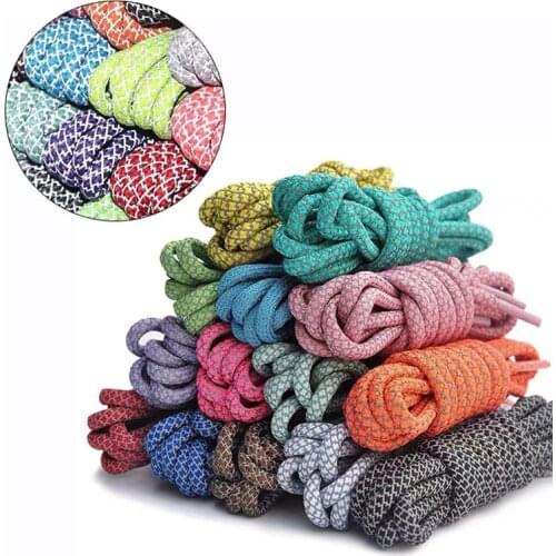 Reflective Shoelaces Weaving Round Shoe laces Highlight At Night Unisex Leisure sneakers White Shoe lace 100/120/140/160CM