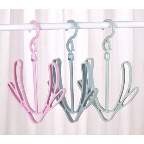 1 Pc 30*17cm 360 Degree Rotate Balcony Double-hook Shoe Holder Convenient Removable Type Plastic Shoe Rack Drying Rack 3 Color