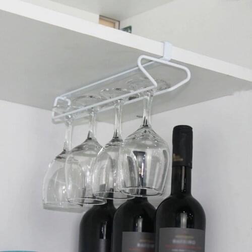 1 Pcs Wine Glass Holder Under Cabinet Rack Storage Organizer Stemware Racks Single Row Hanger Shelf Metal Racks