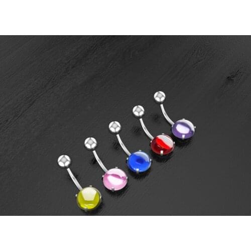 1pc Body Jewelry 316L Steel Belly Piercing Button Rings Sweet Clear CZ Round Crystal Navel Rings Belly Ear Jewelry Women Ombligo