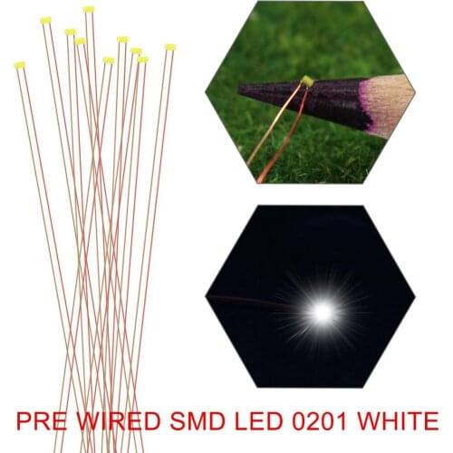 10pcs/20pcs Bright White Pre-soldered Micro Copper Wire 0201 LED leads Pre-wired SMD 0201 LED Model Train HO N OO Scale C0201W