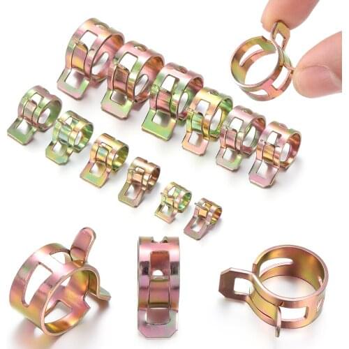 New 10Pcs 5-16mm Stainless Steel Spring Clips Fuel Oil Water Hose Clip Pipe Tube Clamp Fastener Hardware High Quality