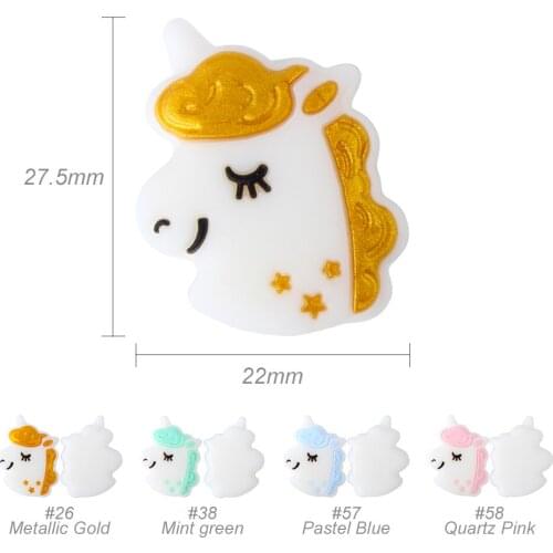 Keep&Grow 10pcs Unicorn Silicone Beads Food Grade Silicone Teethers Chewable Baby Teething Beads Pacifier Chain Accessories