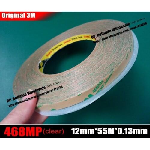 12mm*55M*0.13mm), 3M Clear Pure Lamination Glue Sticky Tape for Polyester, Laptop Tablet Phone Metal Nameplate PCB Screen
