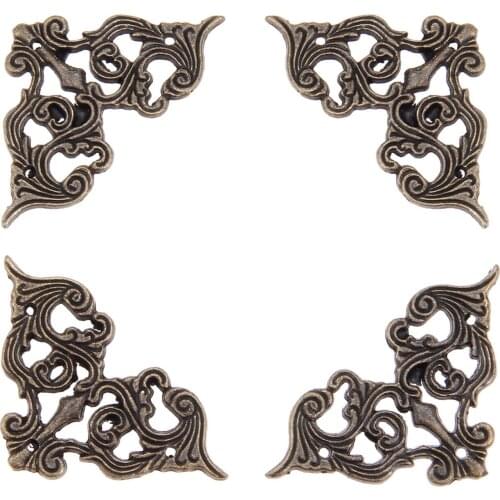 4Pcs Antique Bronze Furniture Corner Brackets Jewelry Wine Case Box Book Scrapbook Album Corner Protector Embellishments 62*35mm