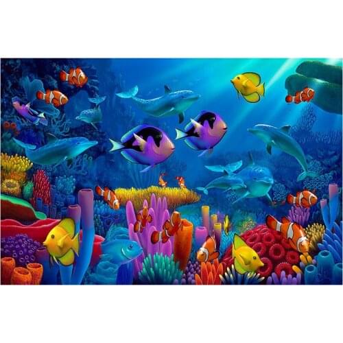 5D Diy Diamond Painting Full Drill Square round Diamond Embroidery fish Store Cross Stitch Decor Home Rhinestone Picture art