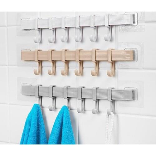 6 seamless hooks kitchen kitchen wall suction plastic six-row hook toilet door hook