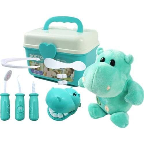 9/10/11pcs Kids Pretend hippo Plush Play Dentist Check Teeth Model Set Medical Kit Educational Role Play Simulation Learing Toys