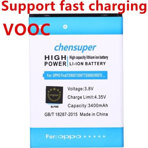 2018 NEW VOOC Quick Charging 3400mAh Find7 BLP569 / BLP575 Battery for OPPO Find 7 X9007 X9000 X9077 X9070 Phone Accessories