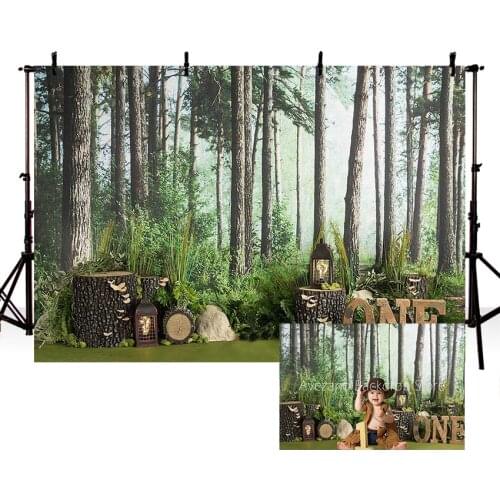 Avezano Photography Backdrop 1st Happy Birthday Forest Jungle Party Shrub Grass Background For Studio Photozone Photophone Decor