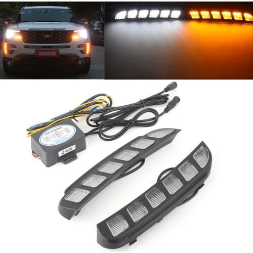 ABS Car LED DRL Daytime Running Lights Signal Lamp Light For Ford Explorer 2016 2017 16 17 Auto Parts Accessories