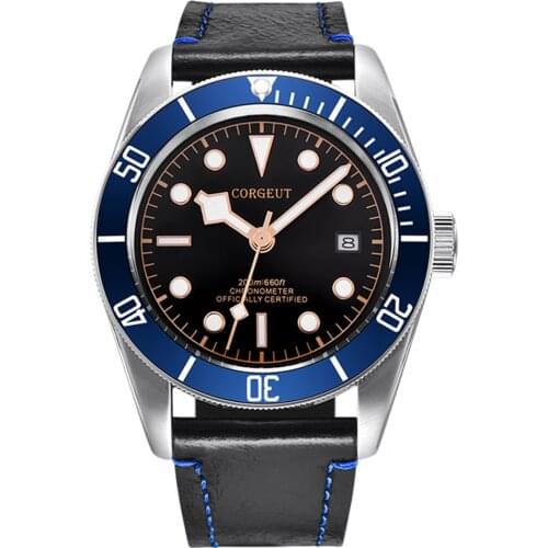 CORGEUT Luxury Brand NH35 Automatic Mechanical Watch All-Steel Sapphire Male Clock Luminous 100M Waterproof Leather Mens Watch