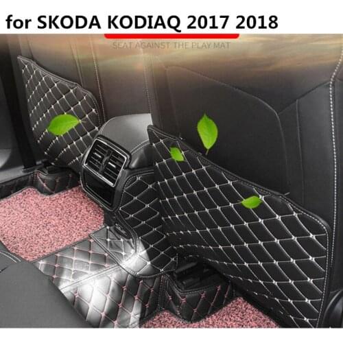 For SKODA KODIAQ 2017 2018 Car armrest box Back row anti kicking pad holster Artificial Leather 2 color