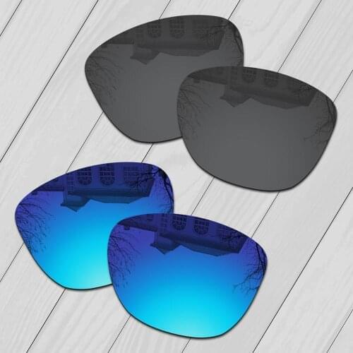 E.O.S 2 Pairs Black & Ice Blue Polarized Replacement Lenses for Oakley Jupiter Sunglasses