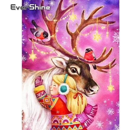 EverShine 5D DIY Diamond Painting Christmas Mosaic Art Diamond Embroidery Deer Cross Stitch Cartoon Needlework Handmade Hobby