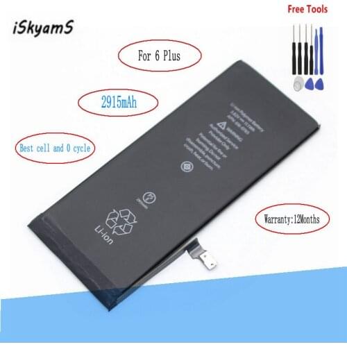 ISkyamS 1x 2915mAh 0 zero cycle Replacement Li-Polymer Battery For iPhone 6Plus 6+ Accumulator Batteries + Tool
