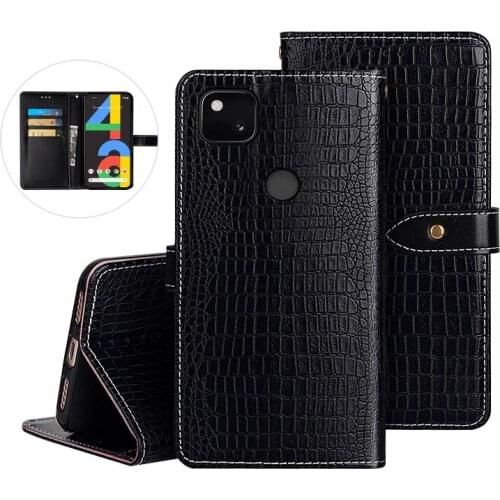 Leather Case For Google Pixel 4A 4G Case Crocodile Pattern Flip Cover Skin Wallet Pixel 4A 2020 Phone Shell Fundas Etui Holster