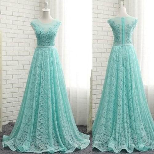 Beauty Lace Appliques Scoop Neck Long Evening Dresses 2019 Bride Sexy Sleeveless Formal Party Prom Dresses Custom