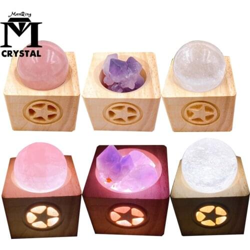 Natural Crystal Lamp USB Led Multicolor Night Light Table Citrine Lamps For Bedroom Bedside Bed Fixtures Home Decor