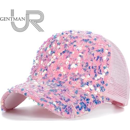 New Fashion Womens Summer Cap Sequins Shiny Baseball Cap Female Outdoor Adjustable Streetwear Trucker Hat
