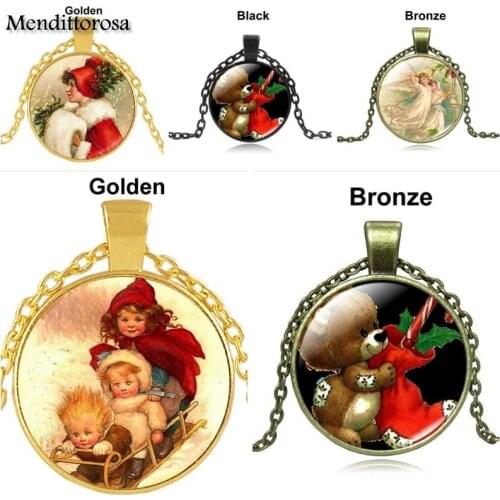 Mendittorosa Santa Hot Sale Glass Cabochon Pendant Necklace For Women Wholesale Statement Necklace Pendant