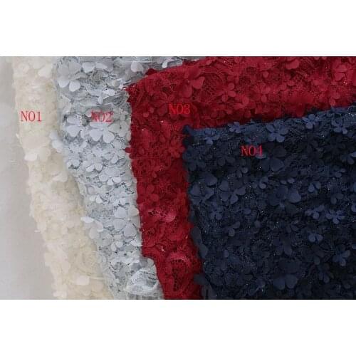 Micro-elastic embroidery lace three-dimensional flower fabric , wedding dress, decorative lace material Wedding lace fabric
