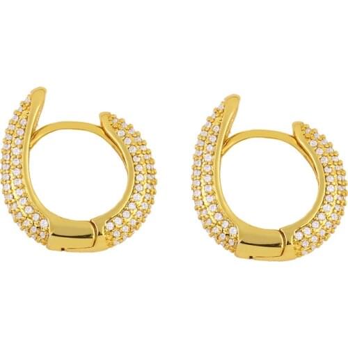 Fashion Cute Gold Pave Full Zirconia Crystal Hoop Earings Geometric Snake Shape vintage Earings For Women Jewelery 2020