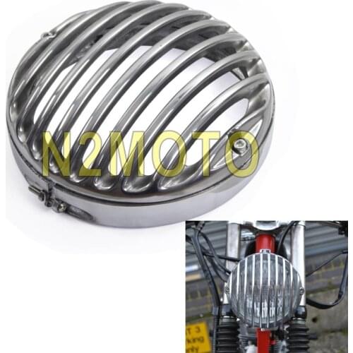 Motorcycle Polish 4.5" Inch Headlight Grill Cover Head Light Guard for Harley Cafe Racer Vintage Custom