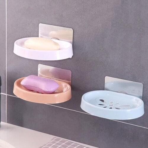 3 Color Bathroom Soap Box Soap Holder Creative Suction Cup Soap Box Wall-mounted Soap Dish Holder