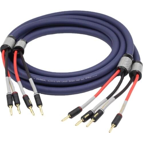 Pair Audiophile OFC Audio Speaker Cable Red Copper Gold Plated Banana Plugs for Amplifier CD Player