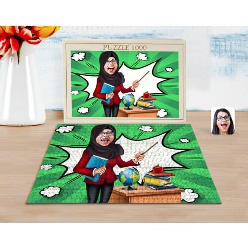 Personalized Veil Female Teacher Caricature of 1000 Piece Professional Puzzle-1