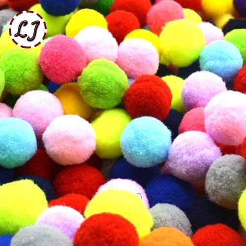 New 20pcs/lot 25mm mixed color polyester pom pom ball for home garment party carft decoration children handmade DIY material
