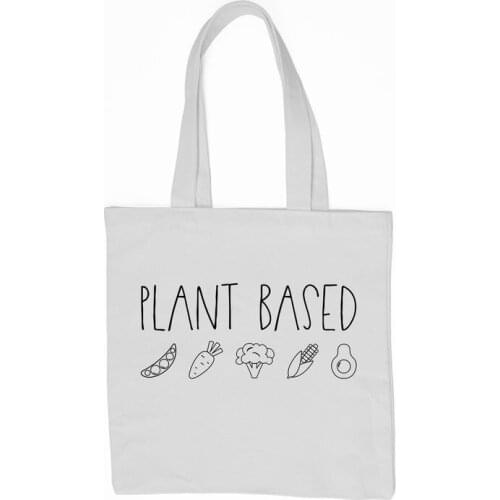 Plant Based Tote Bag Vegan Shopper Bag Animal Lover Reusable Shopping Tote Bag Cosmetic bag handbag with zipper drop shipping