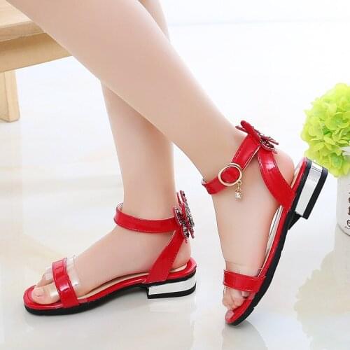 2021 Princesses Fashion Sequin Bow Sandal Summer For Girls Beach Shoes Big Kids Children Heels Sandals 3 5 6 8 9 10 11 12 Year