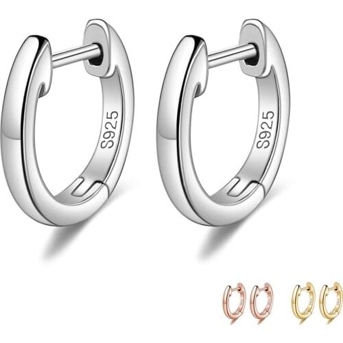 SILVERHOO Genuine Sterling Silver 925 Hoop Earrings For Women 3 Color Tiny Simple Earring Anniversary Female Jewelry New Listing