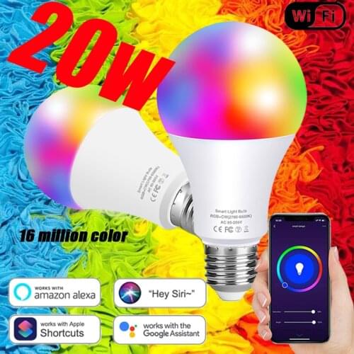 Siri Voice Control 15W Tuya RGB Smart Bulb Dimmable E27 B22 WiFi LED Magic Lamp Work with Alexa Google Home Or IR Control Light