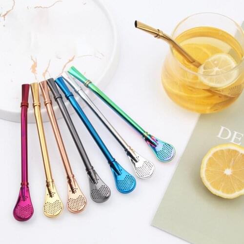 1PC Drinking Straw Stainless Steel Yerba Mate Straw Gourd Bombilla Filter Spoons Reusable Metal Pro Tea Tools Bar Accessories