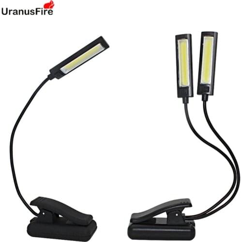 LED USB rechargeable reading book light Lamp Mini Flexible Clip-on built in battery COB note Book lamp Reader Reading table lamp