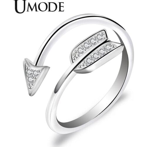 UMOD Cupid Arrow Women Engagement Ring Wedding Rings Open Adjustable Cubic Zirconia Stone Jewellery Accessories UR0497